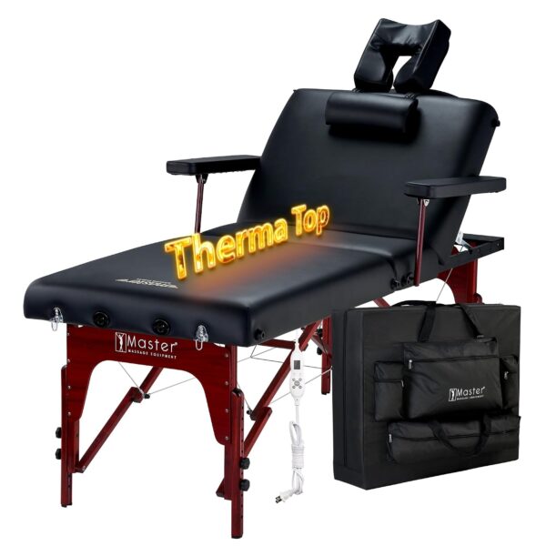 Mesa de Masaje Master Massage Montclair 25256MC 31 Pulgadas Therma Top con Calefacción Plegable Portátil Negro