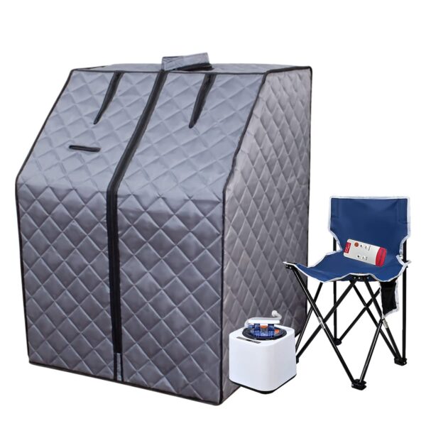 Sauna Portátil SPOFLYINN SJC-PHO_124JA73L Tienda de Sauna Personal con Silla Plegable Control Remoto Generador de Vapor