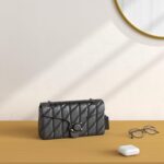 Bolso de Hombro Coach CP150 Acolchado Cuero Napa Bronce Negro 10 1/4 x 5 1/2 x 3 1/4 pulgadas