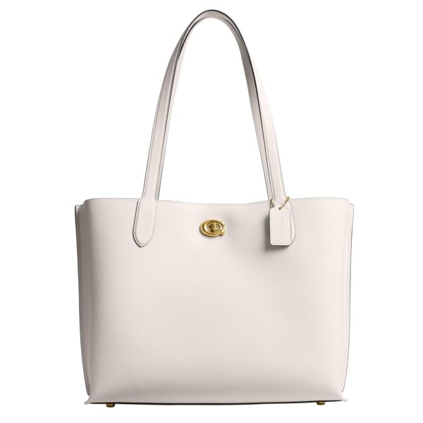 Bolsa Coach Willow Tote 38 Cuero de Guijarro Pulido Color Tiza