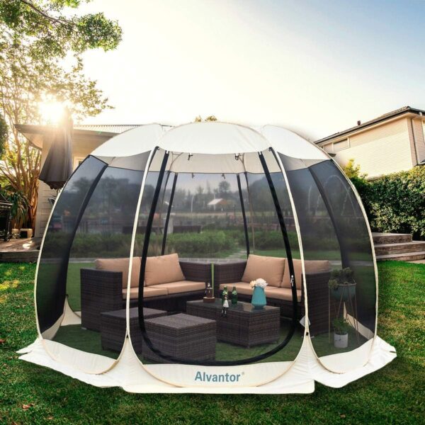 Tienda de Campaña Alvantor Screen House 9020#E8-VC 12x12 pies Beige 8 Paredes de Malla