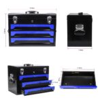 Fulvari Juego de 3 cajas, caja de herramientas de metal, portátil, organizador de cofre de herramientas con rodamientos