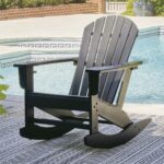 Mecedora Adirondack para Exteriores Ashley Sundown Treasure P008-827 HDPE Negro con Portavasos