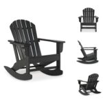 Mecedora Adirondack para Exteriores Ashley Sundown Treasure P008-827 HDPE Negro con Portavasos