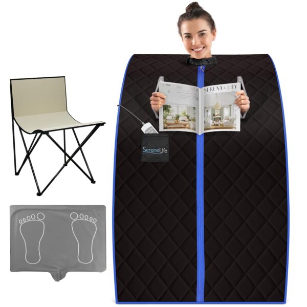 Sauna Infrarroja Portátil SereneLife AZSLISAU10BK.5 Negra 1050 Watts con Silla Plegable