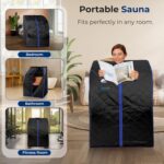 Sauna Infrarroja Portátil SereneLife AZSLISAU10BK.5 Negra 1050 Watts con Silla Plegable