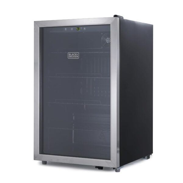 BLACK+DECKER Refrigerador de bebidas de 4.4 pies cúbicos, refrigerador de bebidas con puerta de vidrio de doble panel, r