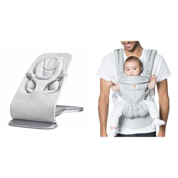 Portabebés Ergobaby Evolve Bouncer y Omni 360 3 en 1 Gris Perla con Malla Transpirable