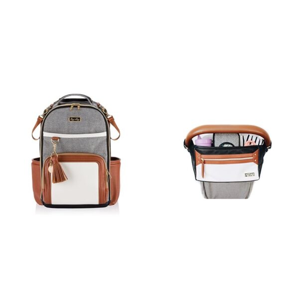 Mochila para Pañales Itzy Ritzy Boss Plus con Organizador para Cochecito 19 Bolsillos Café y Crema