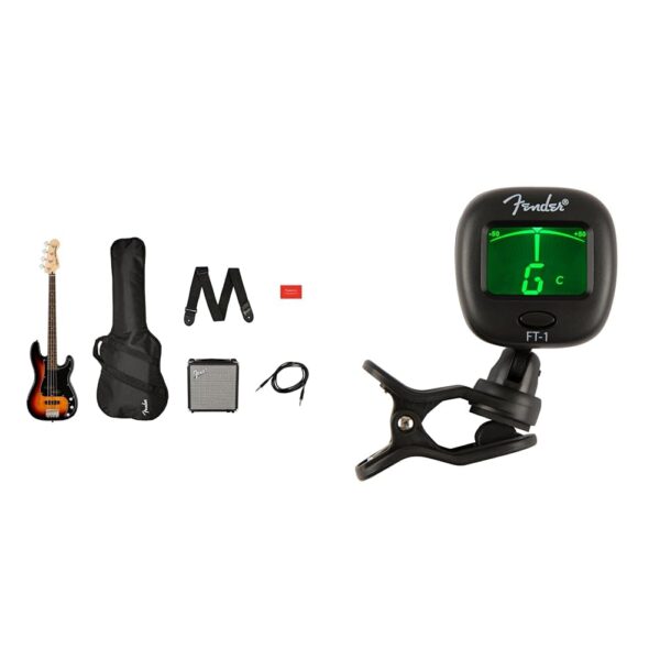 Kit de Bajo Squier by Fender Affinity Series Precision Bass Sunburst de 3 Colores Diapasón de Laurel con Amplificador Ru