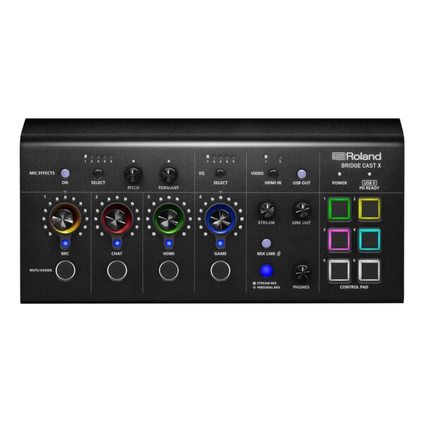 Mezclador dual para gaming Roland BRIDGE CAST X | Mezclador de doble bus para gaming y captura de video | Interfaz de st