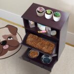 Estación de Alimentación para Mascotas Tzou Cuencos Elevados de Acero Inoxidable Extraíbles Gabinete de Almacenamiento M
