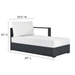 Tumbona Modway Tahoe de aluminio con recubrimiento en polvo gris y blanco orientada a la derecha EEI-6633-GRY-WHI