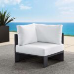 Silla esquinera seccional Modway Tahoe EEI-6631-GRY-WHI aluminio gris blanco cojines resistentes a la intemperie