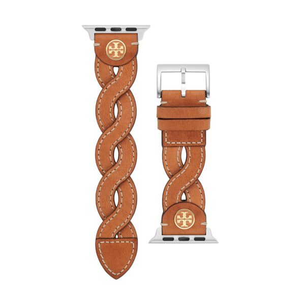 Correa Tory Burch de Cuero Trenzado para Apple Watch Modelo TBS0046 Color Café 38 40 y 41 mm