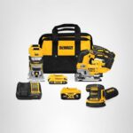 DEWALT 20 V Max* Kit combinado de 3 herramientas, enrutador inalámbrico sin escobillas, lijadora orbital aleatoria, sier