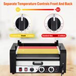 ACONEE Rodillo para perros calientes, 7 rodillos, 18 perros calientes, capacidad de 1350 W, máquina de cocina de salchic