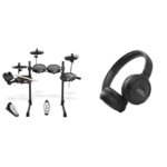 Batería Electrónica Alesis Turbo Mesh Kit Siete Piezas Malla Negro con Auriculares JBL Tune 510BT
