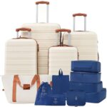 Juego de Maletas EastVita 13 Piezas Carry On 16 20 Facturada 24 28 Pulgadas Bloqueo TSA Blanco Ligero ABS