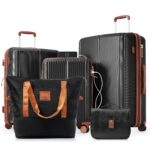 Juego de Equipaje EastVita YJJ-df-PBY_15L1LAML-3 5 Piezas Maleta Rígida Expandible de Polipropileno con Bolsa de Viaje y
