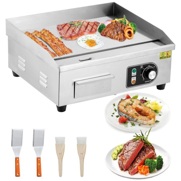 Parrilla eléctrica comercial de 22 pulgadas, parrilla eléctrica de encimera de 1600 W, placa de parrilla eléctrica antia