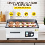 Parrilla eléctrica comercial de 22 pulgadas, parrilla eléctrica de encimera de 1600 W, placa de parrilla eléctrica antia