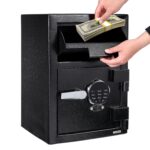 Caja fuerte de depósito ignífuga con ranura de caída, caja fuerte electrónica antirrobo para negocios con bloqueo de tec