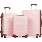 Set de Maletas EastVita YJJ-df-PBY_15K41PGK-15 3 Piezas ABS Rosado 20 24 28 Pulgadas Ampliable 25% Candado TSA