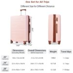 Set de Maletas EastVita YJJ-df-PBY_15K41PGK-15 3 Piezas ABS Rosado 20 24 28 Pulgadas Ampliable 25% Candado TSA