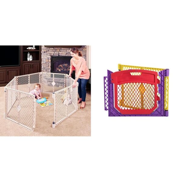 Patio de Juegos Toddleroo by North States Superyard 6 Paneles más Extensión 2 Paneles Plástico Color Arena y Multicolor