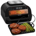 NutriChef Parrilla sin humo para interiores | Parrilla inteligente y freidora de aire con 7 funciones de cocción | Capac