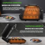 NutriChef Parrilla sin humo para interiores | Parrilla inteligente y freidora de aire con 7 funciones de cocción | Capac