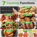 NutriChef Parrilla sin humo para interiores | Parrilla inteligente y freidora de aire con 7 funciones de cocción | Capac