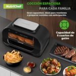 NutriChef Parrilla sin humo para interiores | Parrilla inteligente y freidora de aire con 7 funciones de cocción | Capac