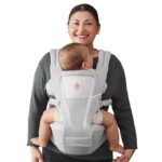 Portabebés Ergobaby Alta Asiento de Cadera 2 en 1 Malla Transpirable Gris Perla 4 a 48 Meses Hasta 25 Libras