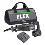 Kit de sierra alternante inalámbrica sin escobillas FLEX de 24V con batería de litio de 5.0Ah y cargador rápido de 160W