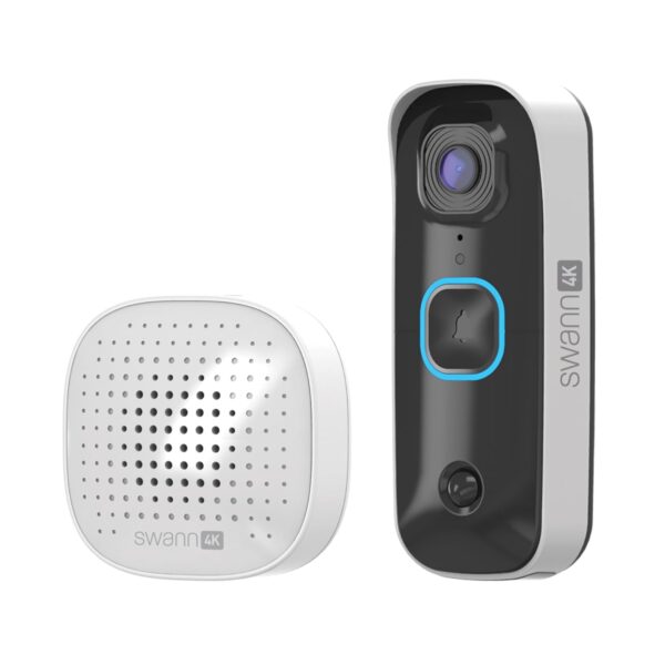 Swann Buddy4K UHD - Timbre de puerta con video inalámbrico y campana | Sin tarifa mensual | Vista ultraancha de 165° | A