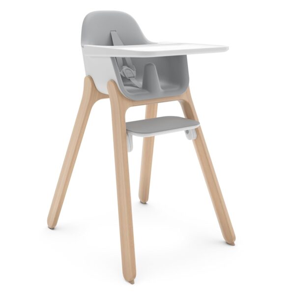 Silla alta UPPAbaby Ciro Chloe gris madera de caucho bandeja ajustable 3 posiciones reposapiés giratorio 180 grados