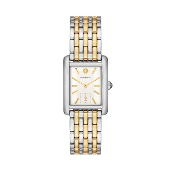 Reloj Tory Burch Eleanor TBW1070 de acero inoxidable multitono para mujer caja 25x34 mm esfera color crema