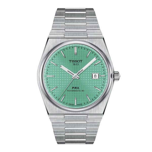 Reloj Tissot PRX Powermatic 80 T1374071109101 Automático Caja de Acero Inoxidable 40 Milímetros Esfera Verde Correa Gris