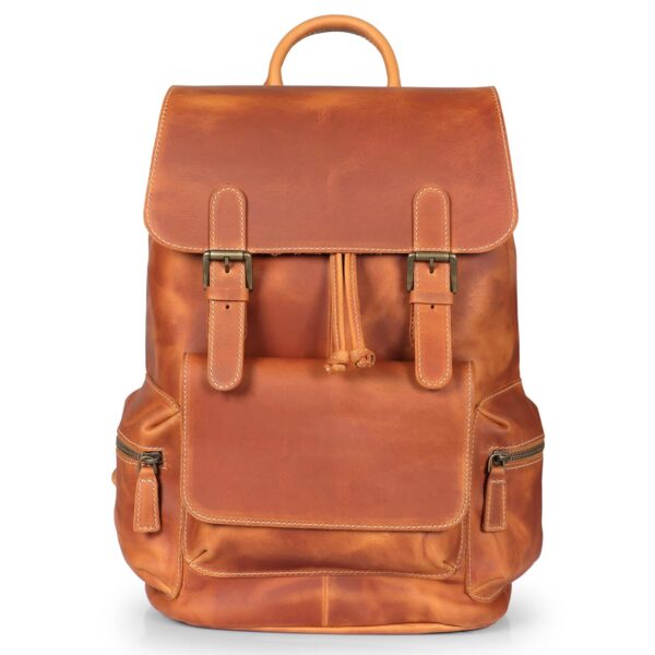Mochila para Laptop MegaGear Valley MG2052 Cuero Crazy Horse 13 Pulgadas Color Camello Resistente al Agua