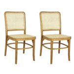 Juego de 2 Sillas de Comedor JONATHAN Y Colmar Madera de Teca y Ratán Natural Sin Brazos