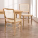 Juego de 2 Sillas de Comedor JONATHAN Y Colmar Madera de Teca y Ratán Natural Sin Brazos