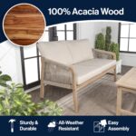 Sofá biplaza JONATHAN Y Arwen SFB1001A de madera de acacia para exteriores 54.33 pulgadas beige teca claro