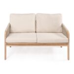 Sofá biplaza JONATHAN Y Arwen SFB1001A de madera de acacia para exteriores 54.33 pulgadas beige teca claro