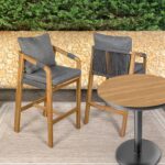 Taburete de Bar JONATHAN Y BSL1200B SET2 Porto Madera de Acacia con Cuerda Gris Marrón Teca Juego de 2