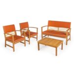 Juego de Patio JONATHAN Y Barclay LVG1000D-4SET 4 Piezas Madera de Acacia Naranja Marrón Teca