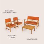 Juego de Patio JONATHAN Y Barclay LVG1000D-4SET 4 Piezas Madera de Acacia Naranja Marrón Teca