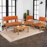 Juego de Patio JONATHAN Y Barclay LVG1000D-4SET 4 Piezas Madera de Acacia Naranja Marrón Teca