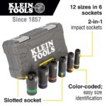 Juego de Llaves de Impacto Klein Tools 660KIT1 1/2 Pulgada 8 Piezas con Dado de Impacto 5 en 1